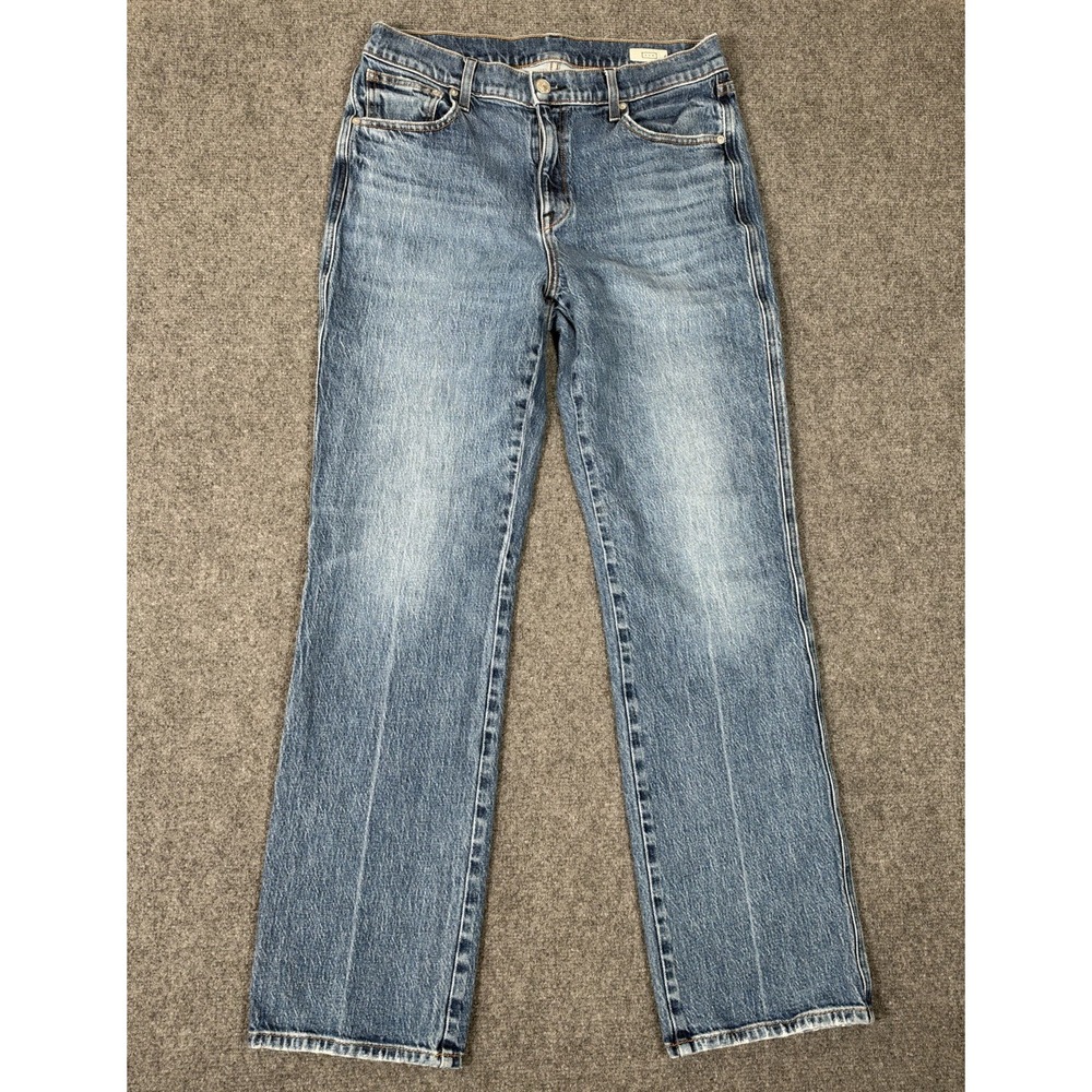 AYR The Legend Straight Leg Jeans Women 31L Blue Medium Wash High Rise Stretch